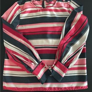 Vince Camuto Red and Cream Striped Satin Blouse